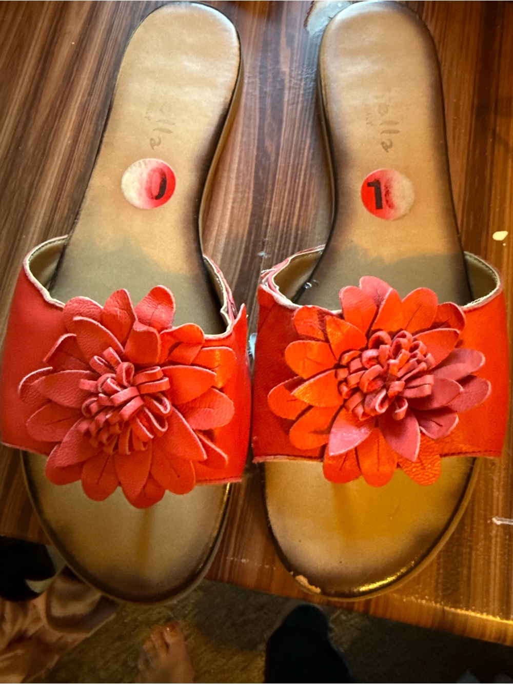 Bella Vita Red Floral Slide Sandals for Women